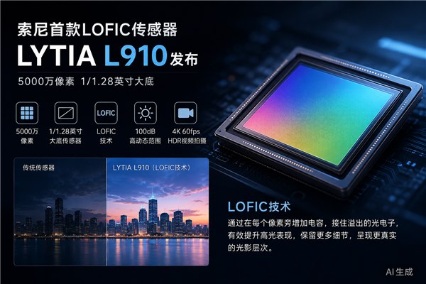 索尼首款LOFIC传感器LYTIA L910发布:5000万像素 1/1.28英寸超大底