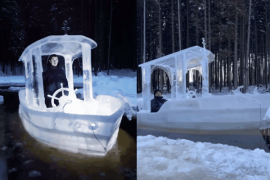 冰做的冰船竟然能在水里开：一般人真不敢试！