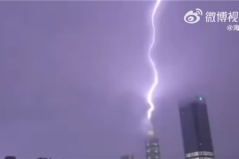 台北101大楼遭雷击罕见瞬间曝光：紫光乍现照亮夜空