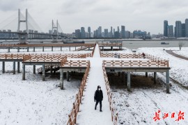 武汉市民雪中赏景