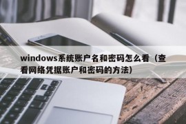 windows系统账户名和密码怎么看（查看网络凭据账户和密码的方法）