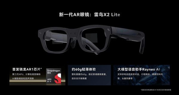 探索AI与AR的最强结合！雷鸟X2 Lite AR眼镜亮相CES 2024-图1