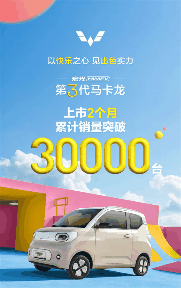 上市2个月！五菱宏光 MINIEV 第三代马卡龙销量突破3万台-图1