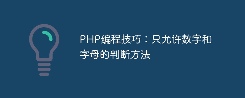 php编程技巧：只允许数字和字母的判断方法